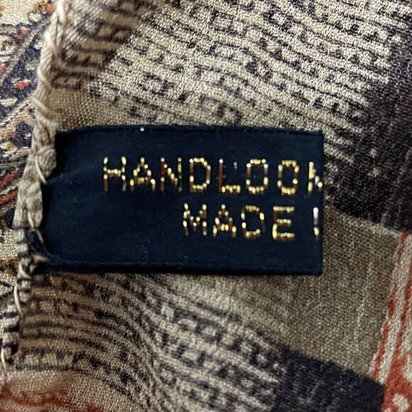 Scarf Hand Loomed 40” Square Paisley Semi Sheer 100% Silk Wrap… - Picture 4 of 5